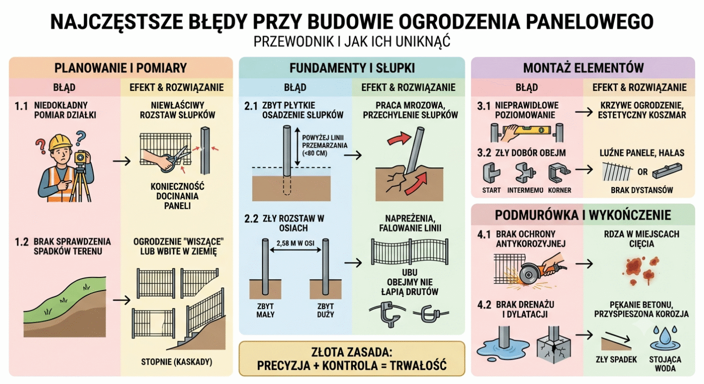 błędy w montażu ogrodzenia - infografika